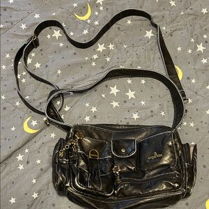 Angel kiss Black Leather Crossbody Bag